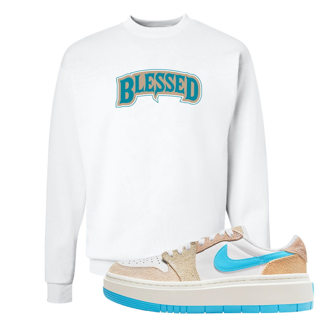 Salt Lake City Elevate 1s Crewneck Sweatshirt | Blessed Arch, White