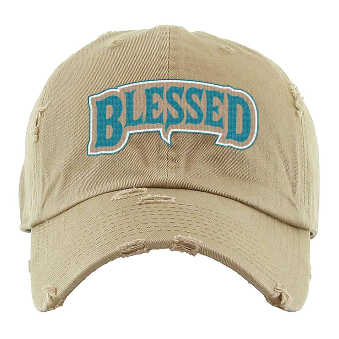 Salt Lake City Elevate 1s Distressed Dad Hat | Blessed Arch, Khaki