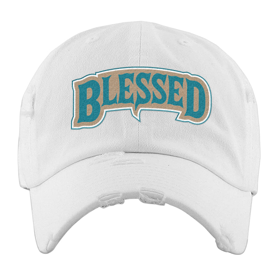 Salt Lake City Elevate 1s Distressed Dad Hat | Blessed Arch, White