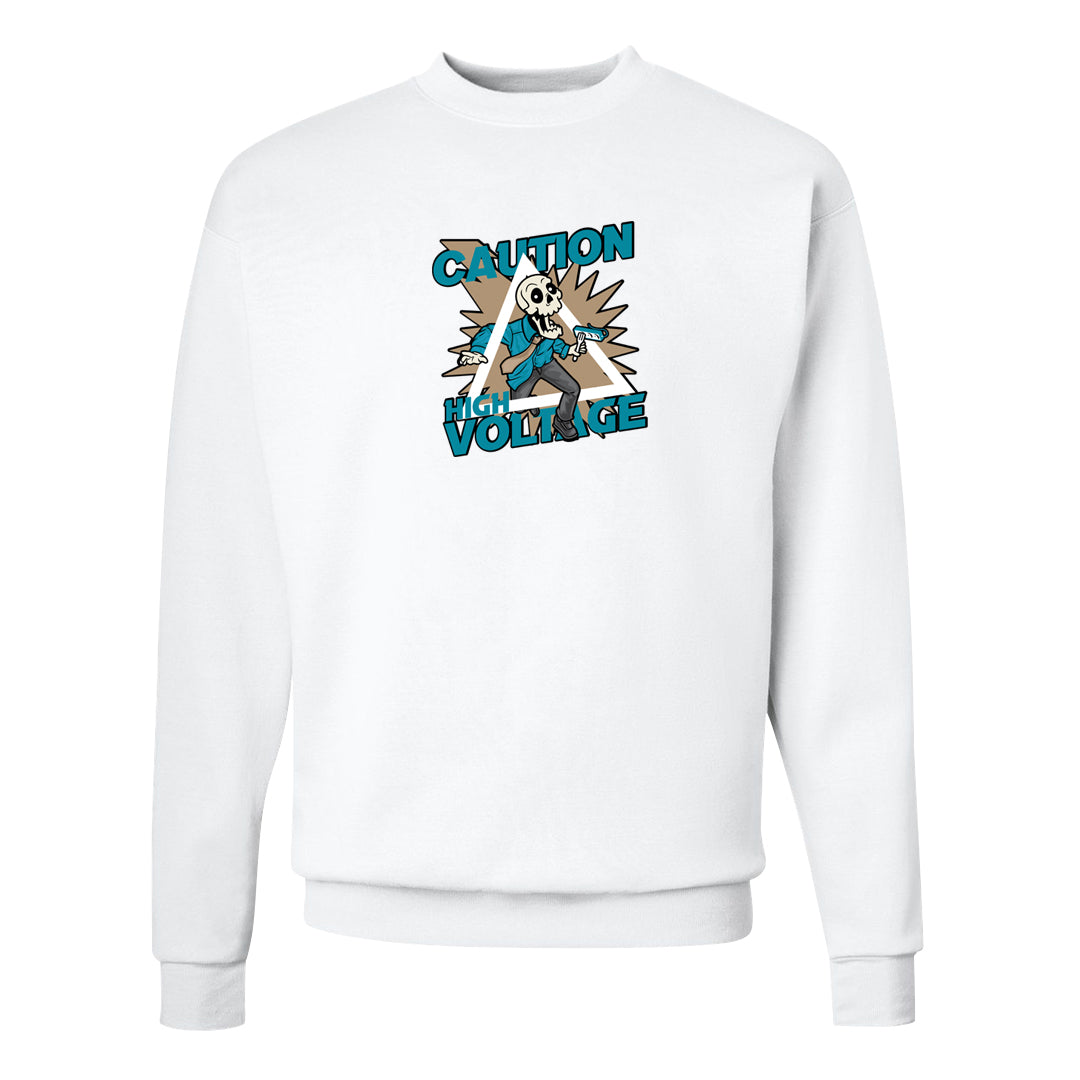 Salt Lake City Elevate 1s Crewneck Sweatshirt | Caution High Voltage, White