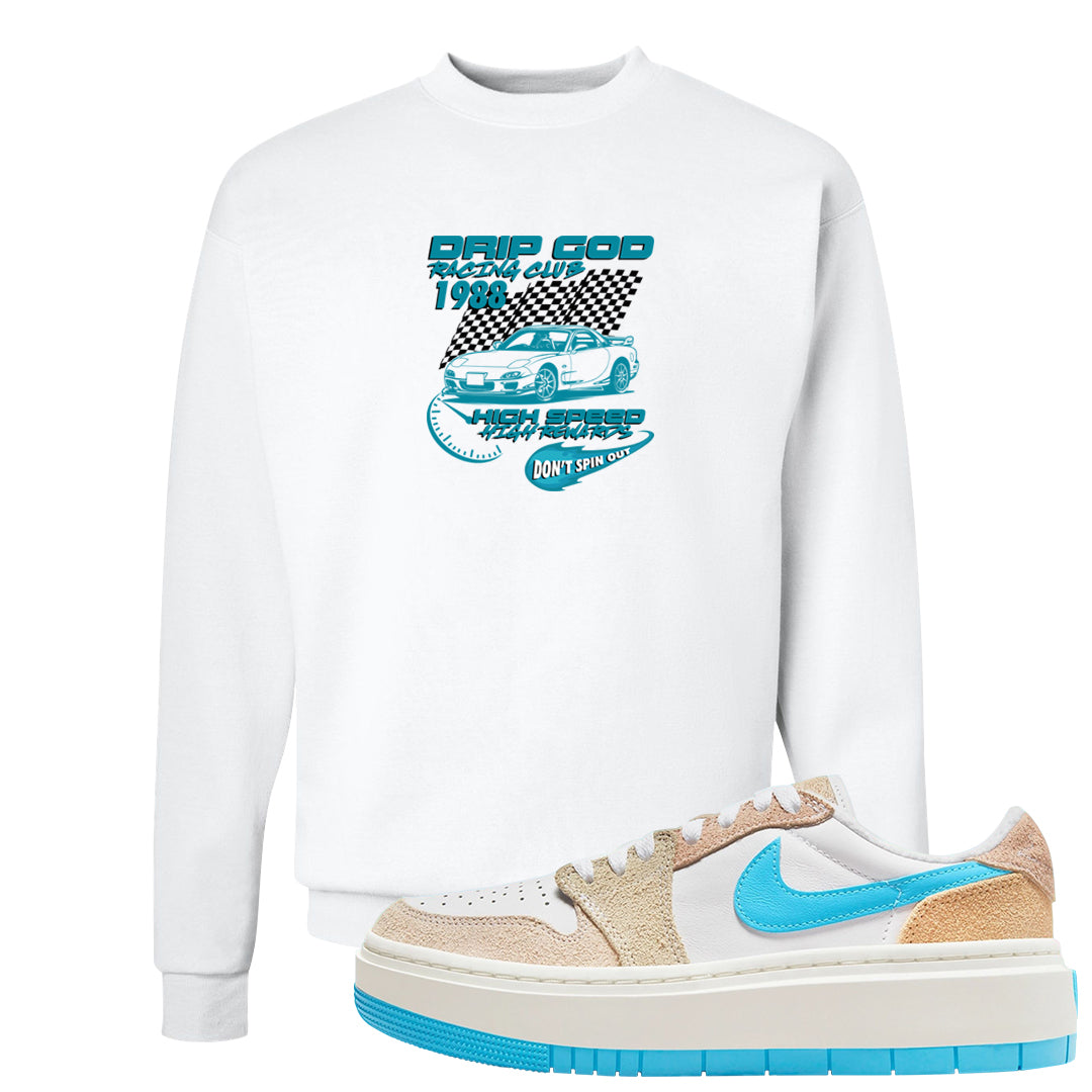 Salt Lake City Elevate 1s Crewneck Sweatshirt | Drip God Racing Club, White