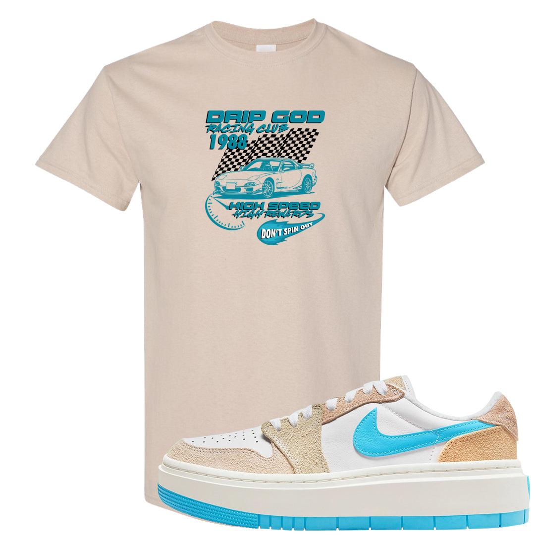 Salt Lake City Elevate 1s T Shirt | Drip God Racing Club, Sand