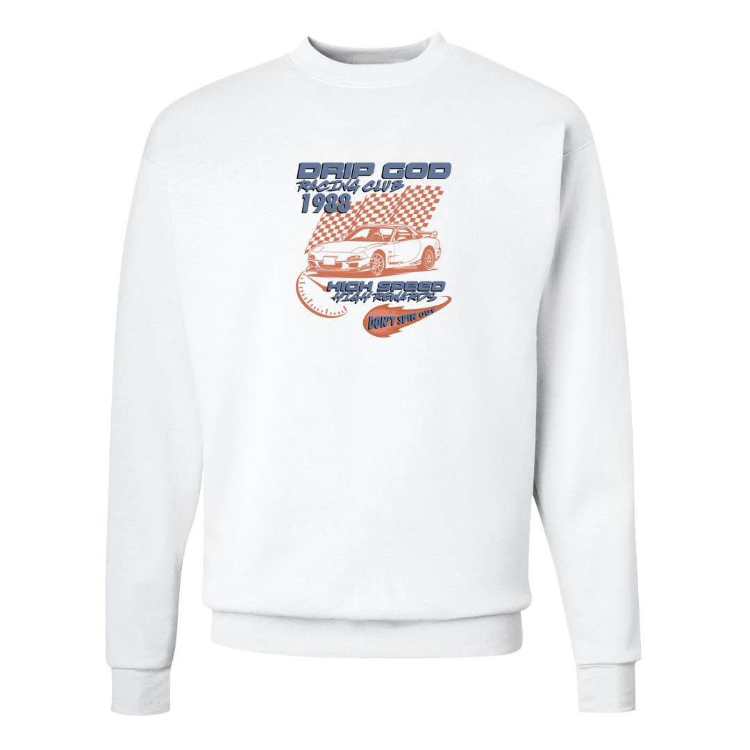 Skyline 1s Crewneck Sweatshirt | Drip God Racing Club, White