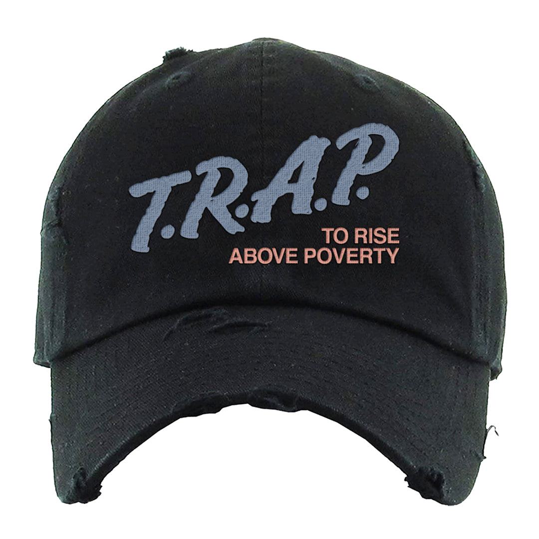 Skyline 1s Distressed Dad Hat | Trap To Rise Above Poverty, Black