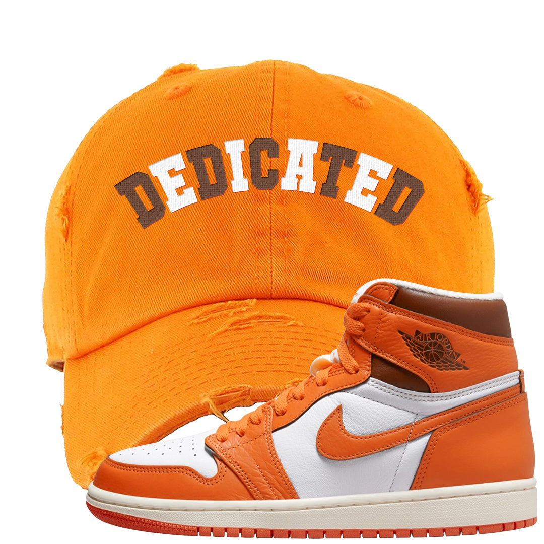 Starfish High 1s Distressed Dad Hat | Dedicated, Orange