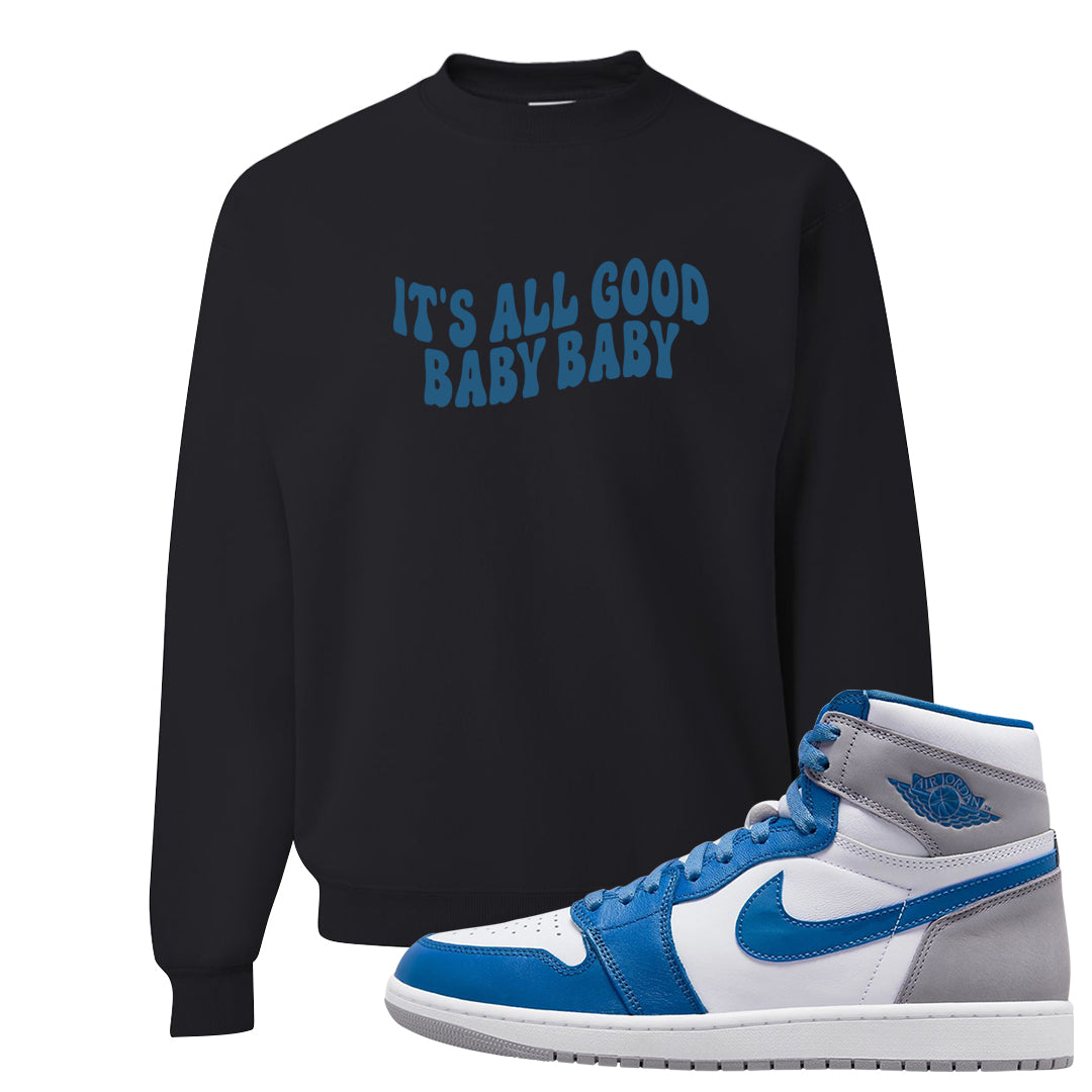 True Blue 1s Crewneck Sweatshirt | All Good Baby, Black