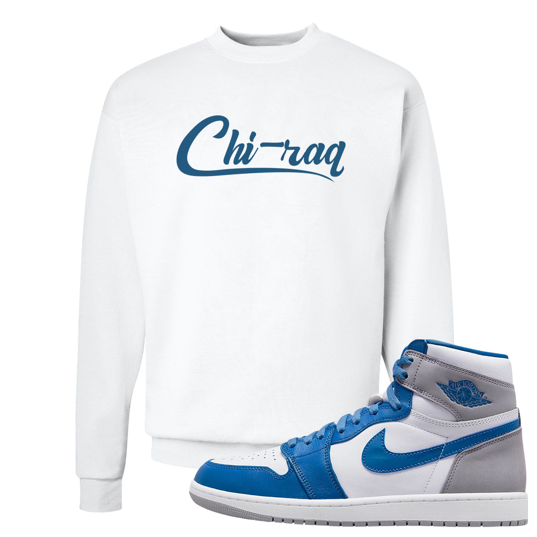 True Blue 1s Crewneck Sweatshirt | Chiraq, White
