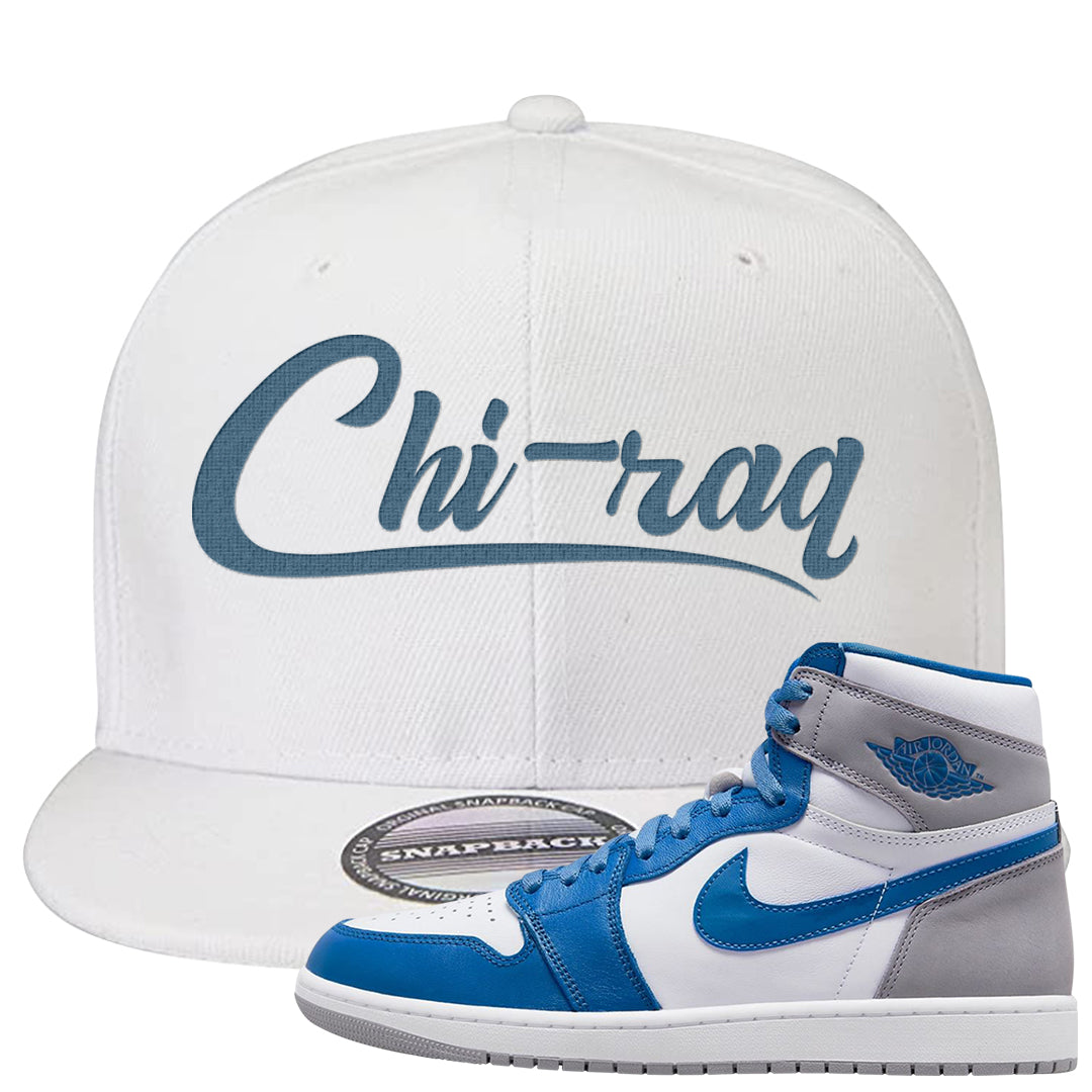 True Blue 1s Snapback Hat | Chiraq, White