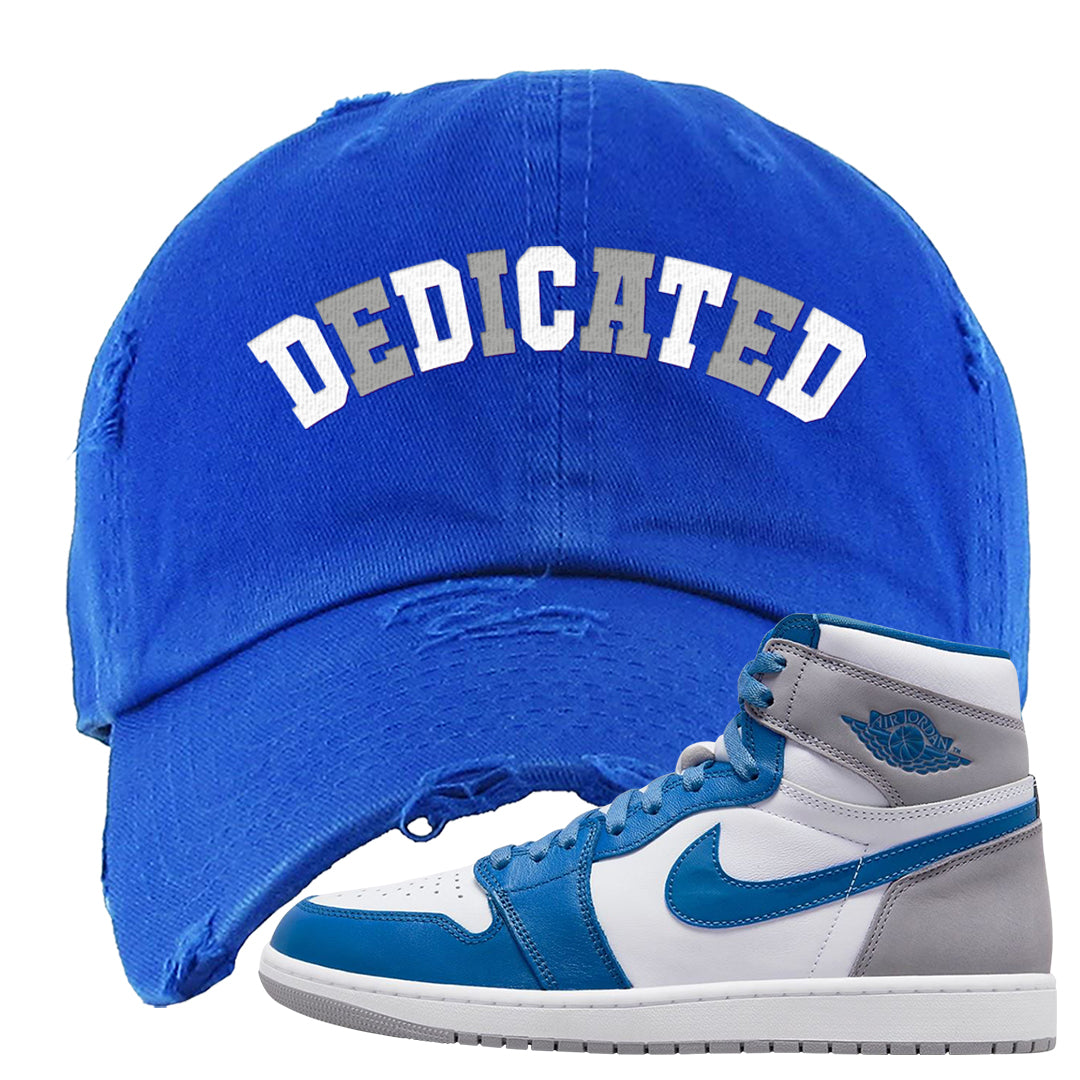 True Blue 1s Distressed Dad Hat | Dedicated, Royal