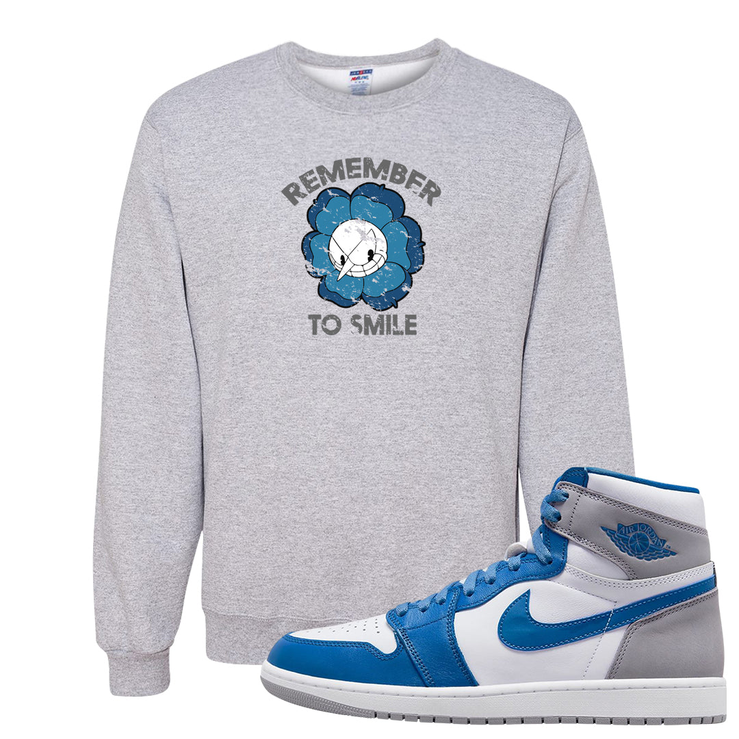 True Blue 1s Crewneck Sweatshirt | Remember To Smile, Ash