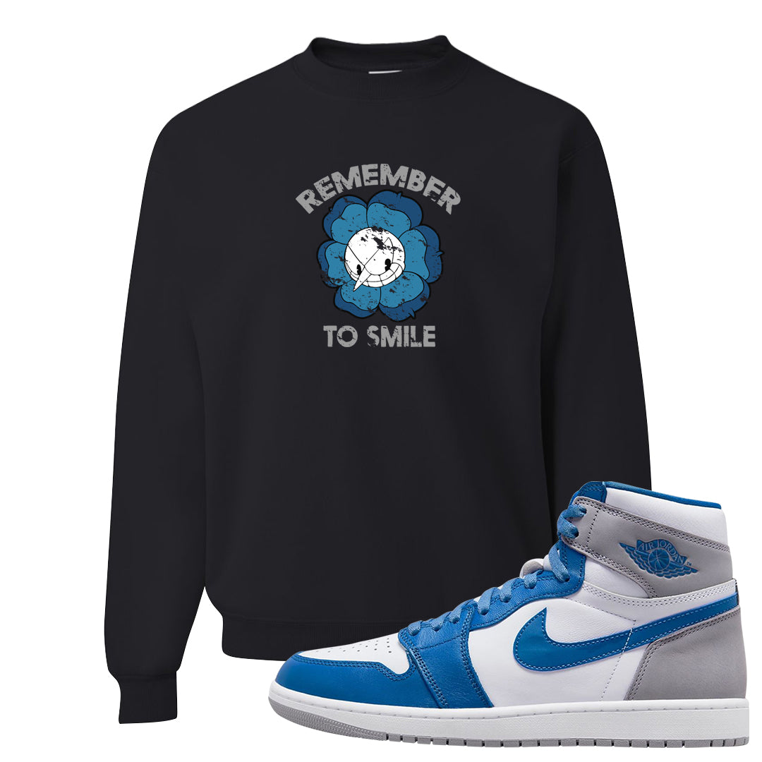 True Blue 1s Crewneck Sweatshirt | Remember To Smile, Black