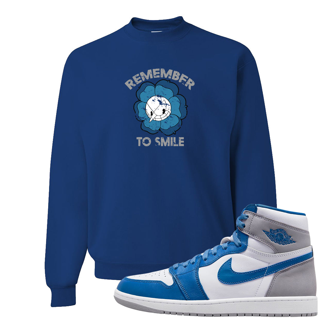 True Blue 1s Crewneck Sweatshirt | Remember To Smile, Royal