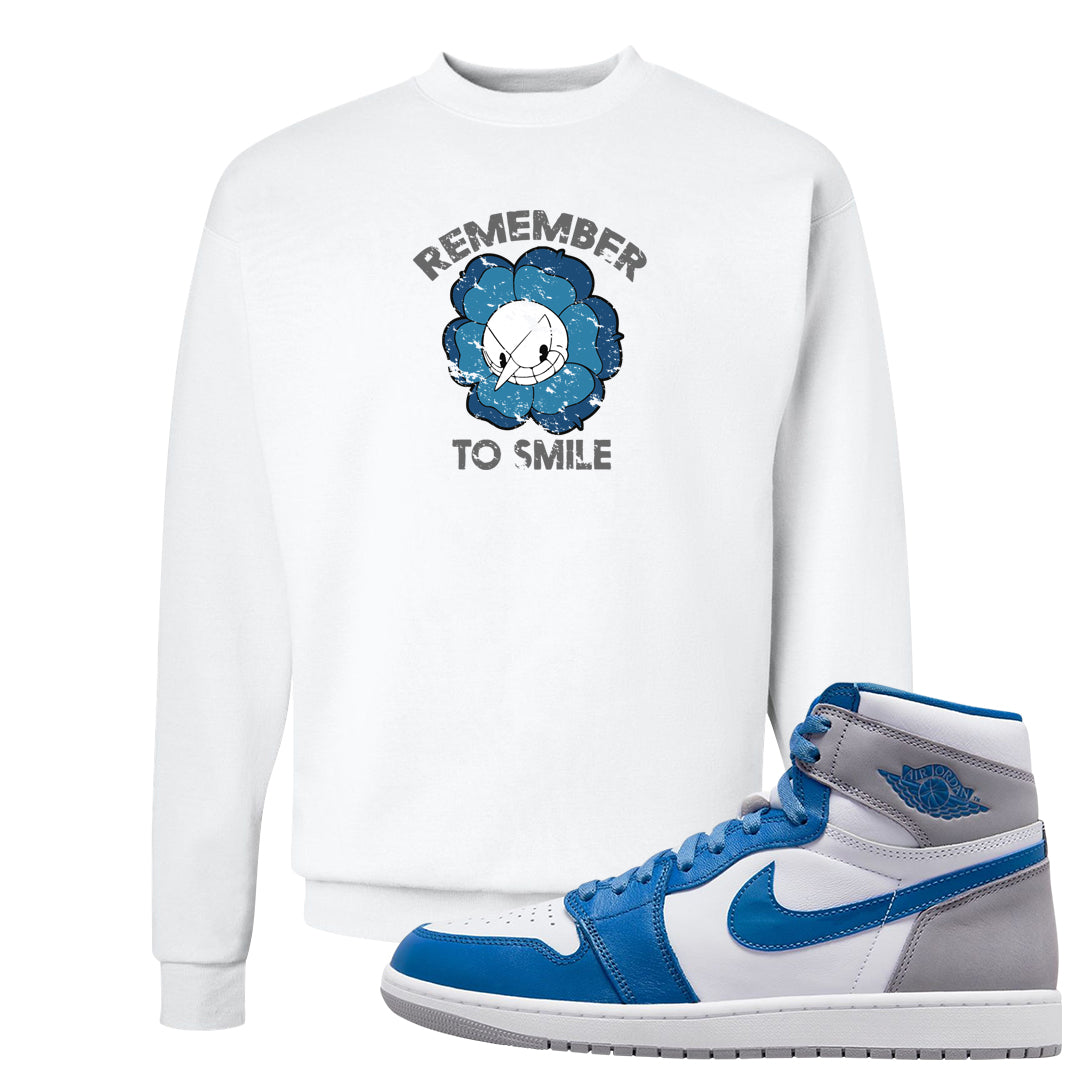 True Blue 1s Crewneck Sweatshirt | Remember To Smile, White