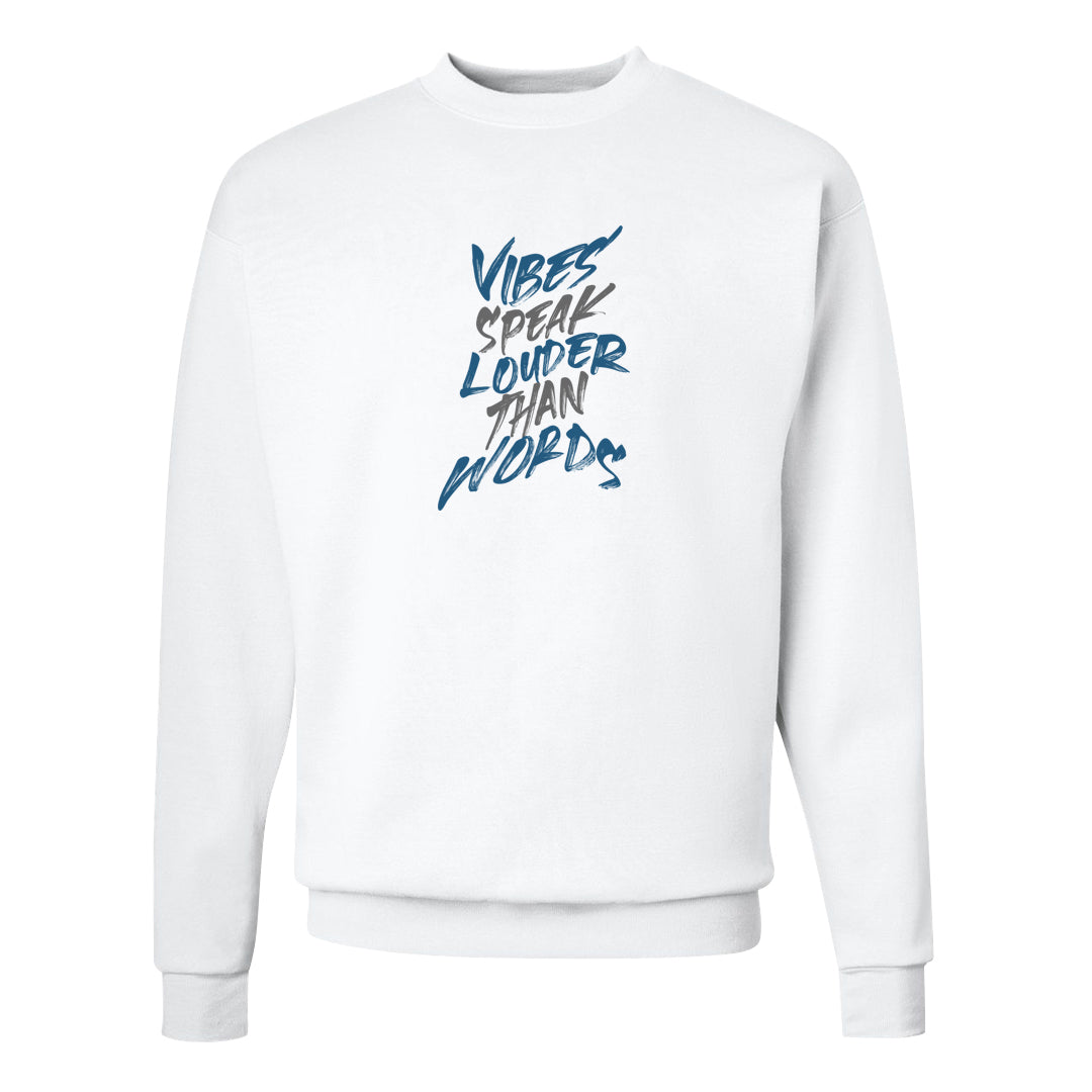 True Blue 1s Crewneck Sweatshirt | Vibes Speak Louder Than Words, White