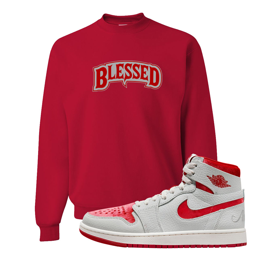 Valentine's Day CMFT Zoom 1s Crewneck Sweatshirt | Blessed Arch, Red