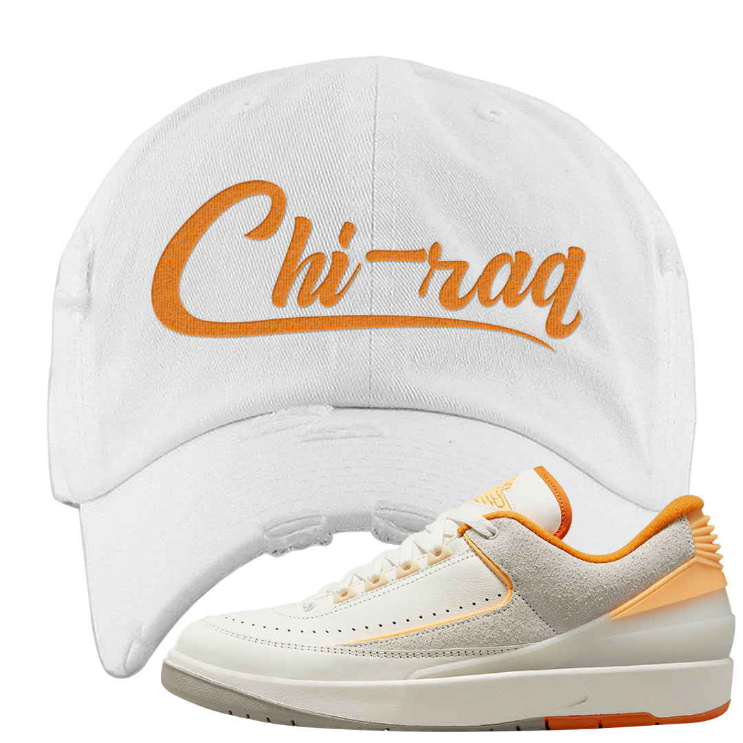 Melon Tint Low Craft 2s Distressed Dad Hat | Chiraq, White