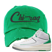 Lucky Green 2s Distressed Dad Hat | Chiraq, Kelly Green