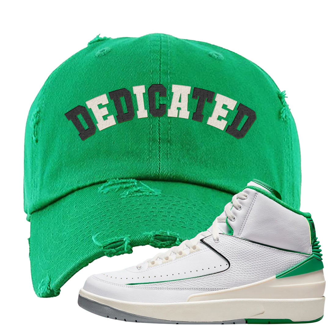 Lucky Green 2s Distressed Dad Hat | Dedicated, Kelly Green