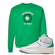 Lucky Green 2s Crewneck Sweatshirt | Remember To Smile, Kelly Green