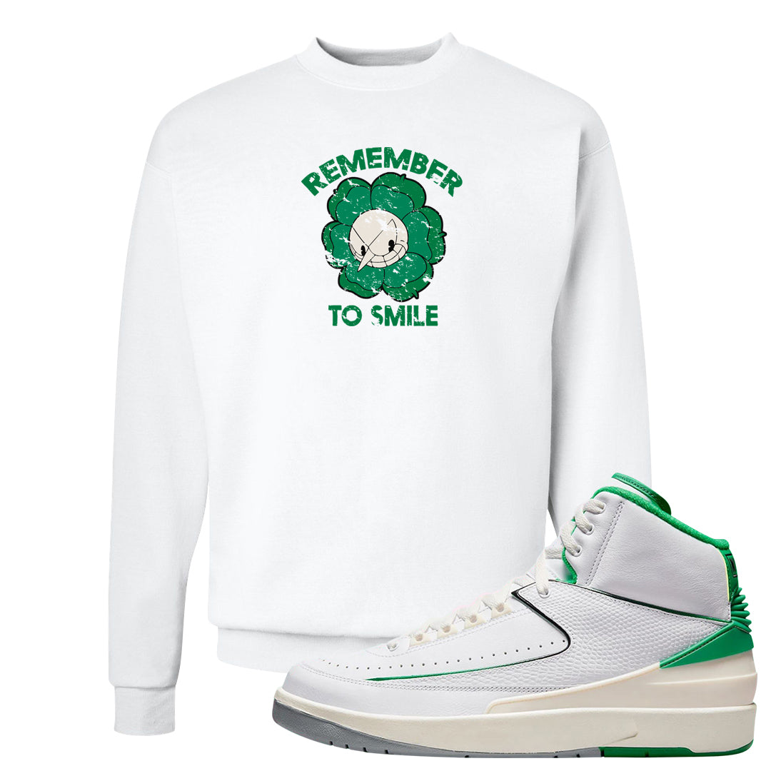 Lucky Green 2s Crewneck Sweatshirt | Remember To Smile, White
