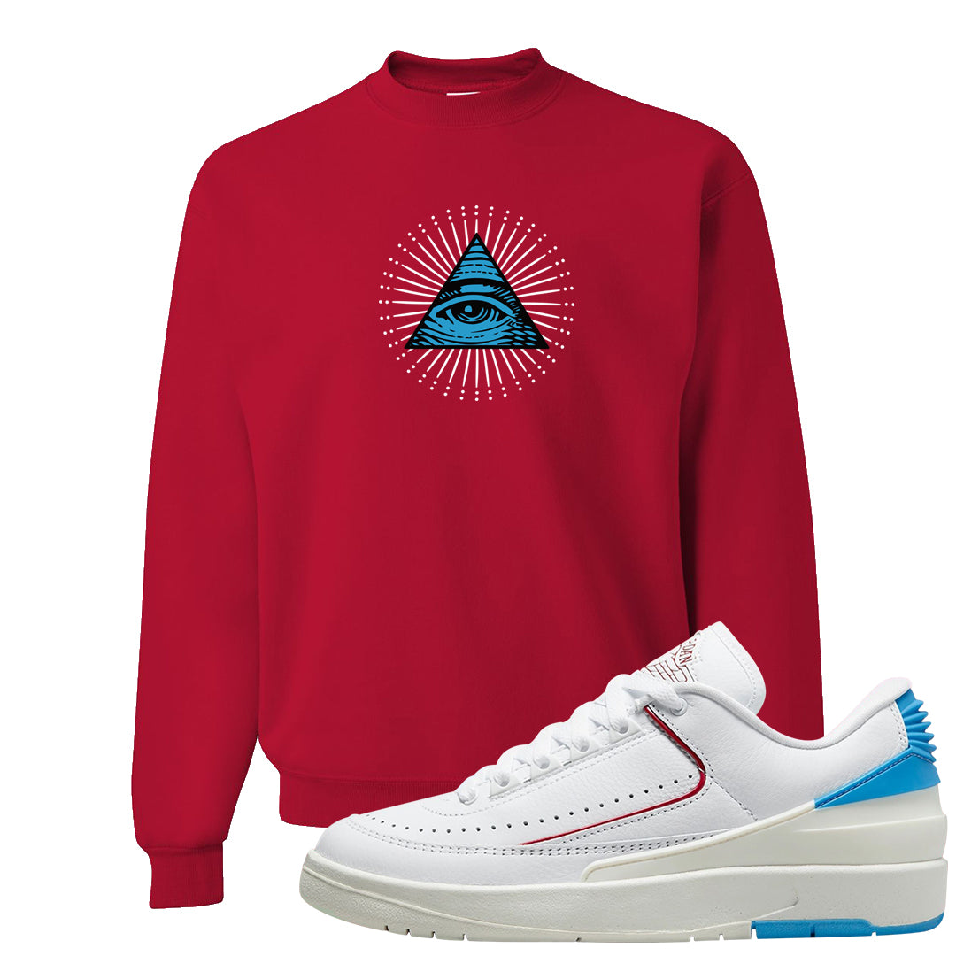 UNC to Chi Low 2s Crewneck Sweatshirt | All Seeing Eye, Red