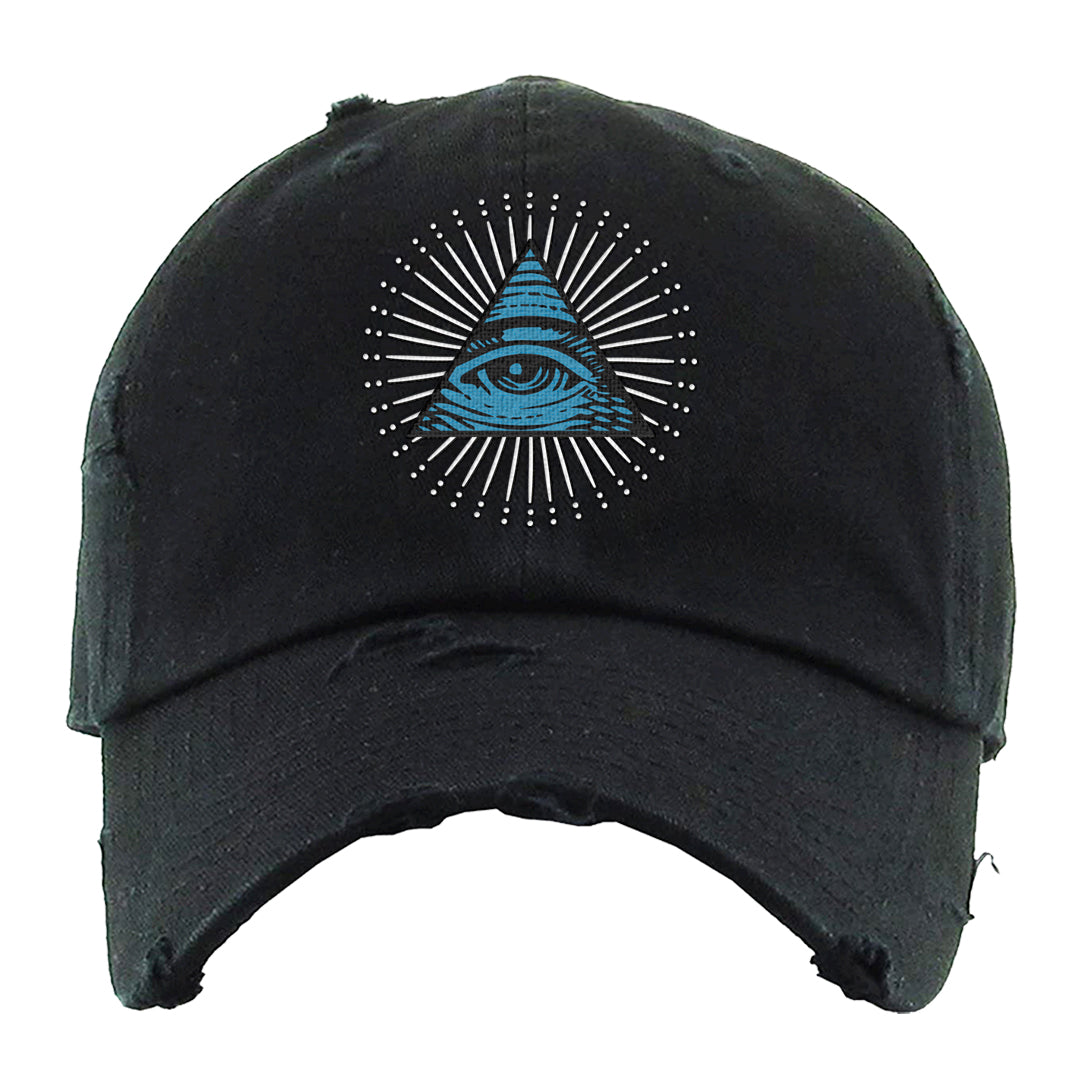 UNC to Chi Low 2s Distressed Dad Hat | All Seeing Eye, Black