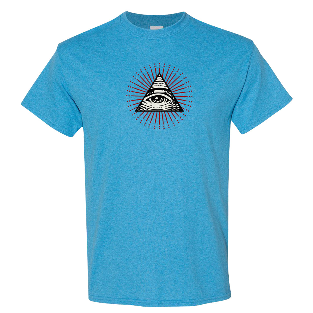UNC to Chi Low 2s T Shirt | All Seeing Eye, Heather Sapphire