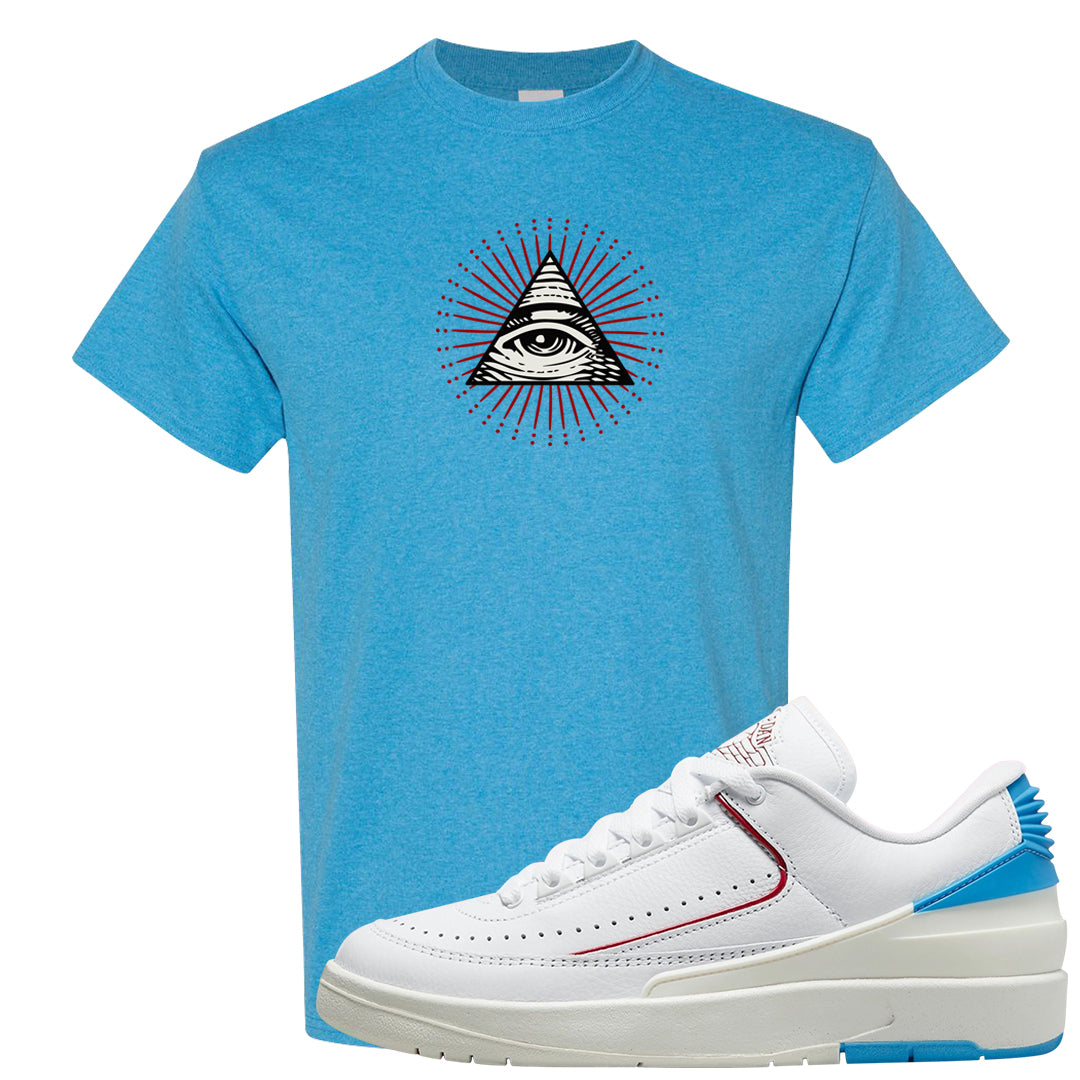 UNC to Chi Low 2s T Shirt | All Seeing Eye, Heather Sapphire