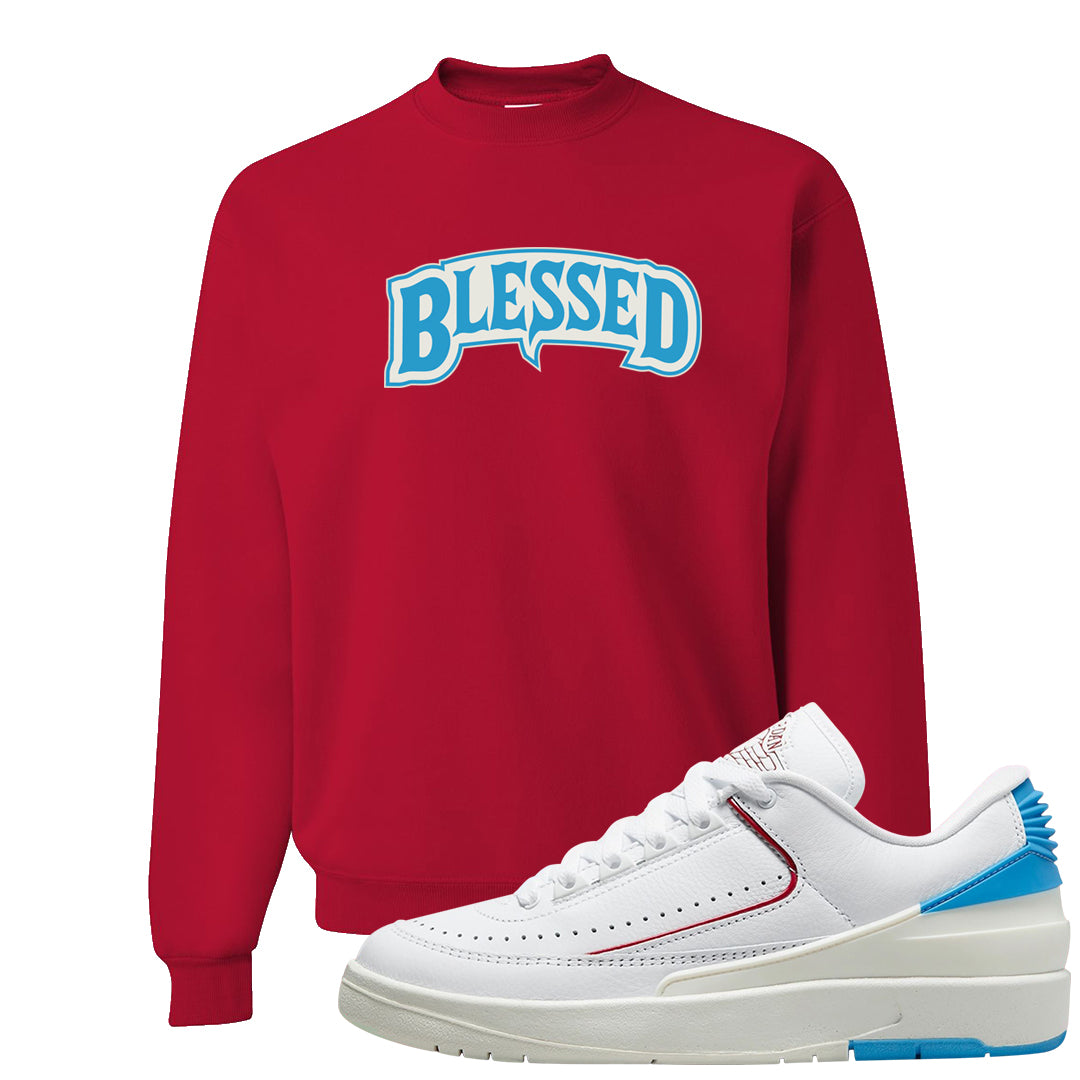 UNC to Chi Low 2s Crewneck Sweatshirt | Blessed Arch, Red