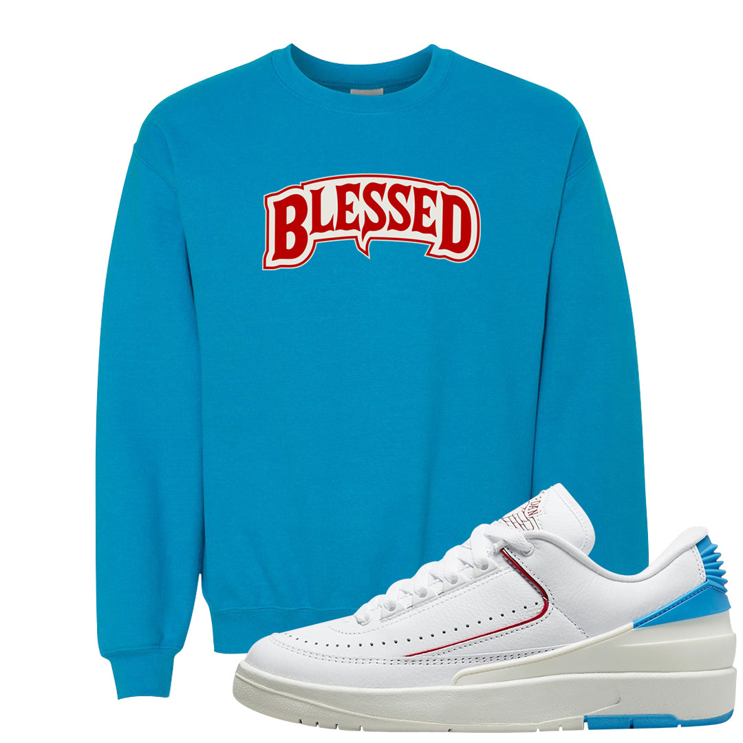 UNC to Chi Low 2s Crewneck Sweatshirt | Blessed Arch, Sapphire