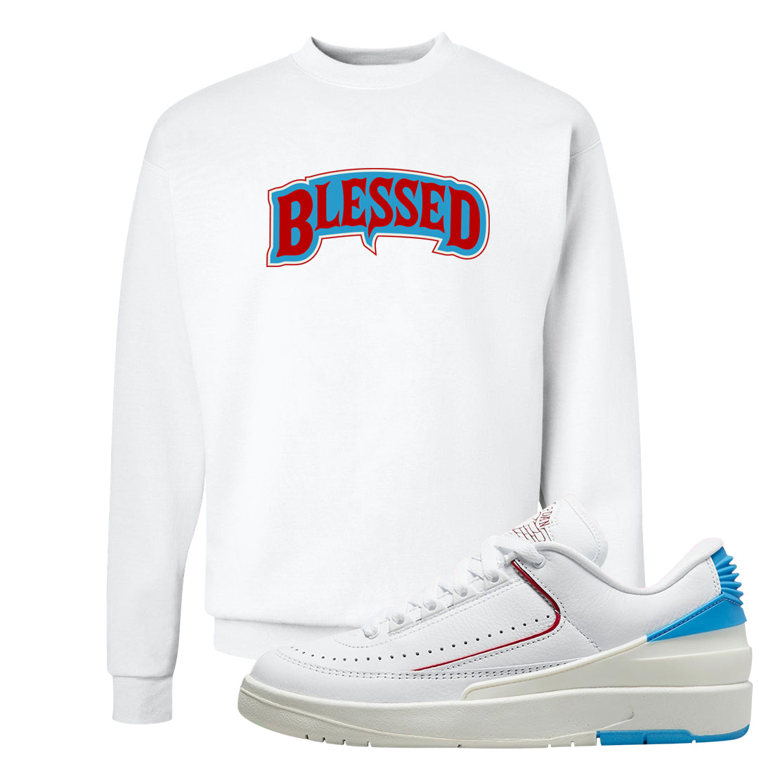 UNC to Chi Low 2s Crewneck Sweatshirt | Blessed Arch, White