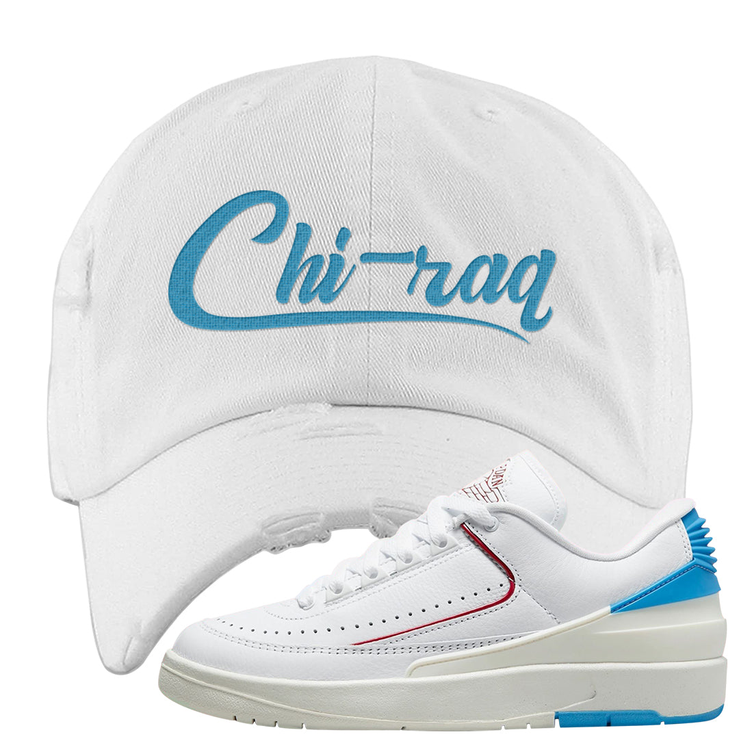 UNC to Chi Low 2s Distressed Dad Hat | Chiraq, White