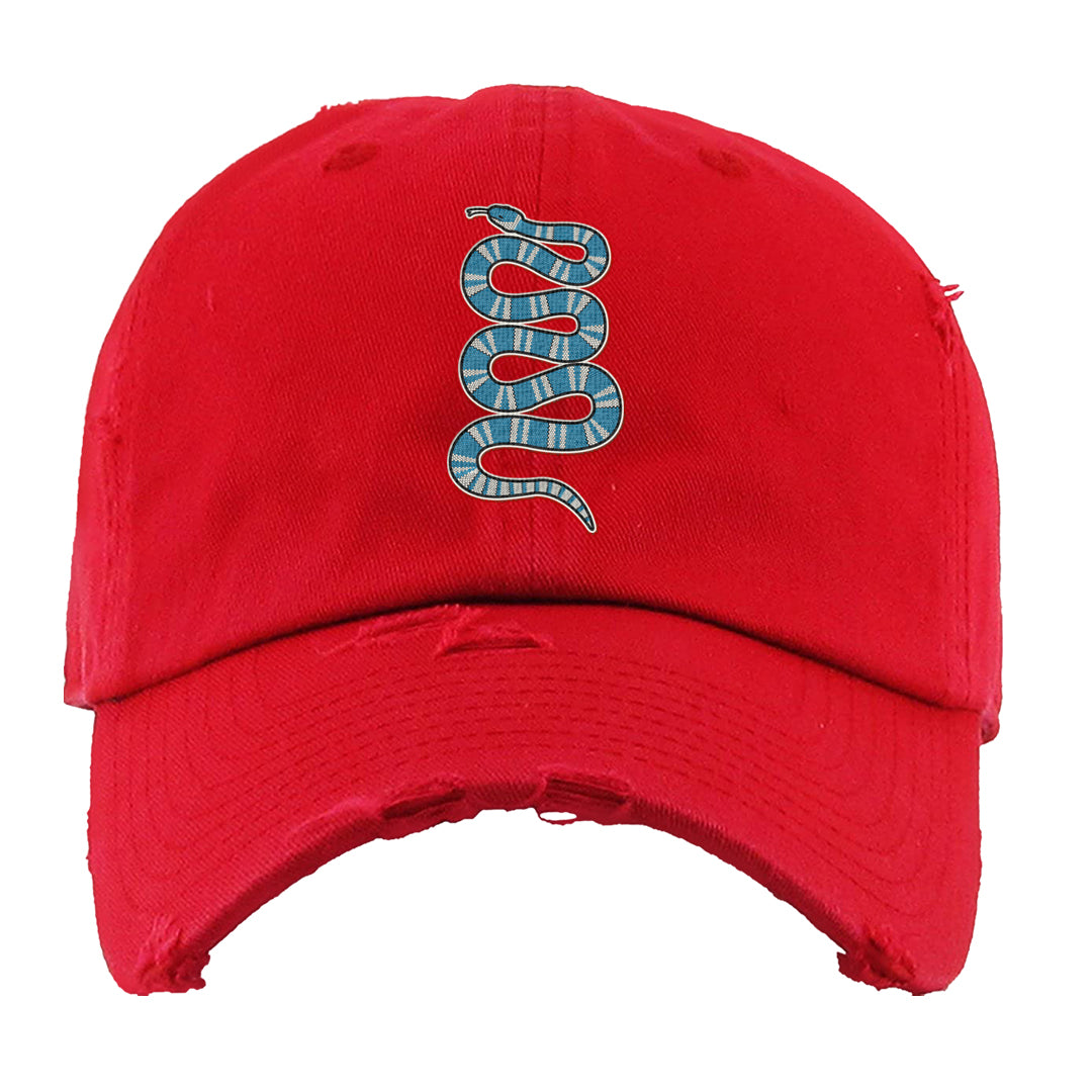 UNC to Chi Low 2s Distressed Dad Hat | Coiled Snake, Red