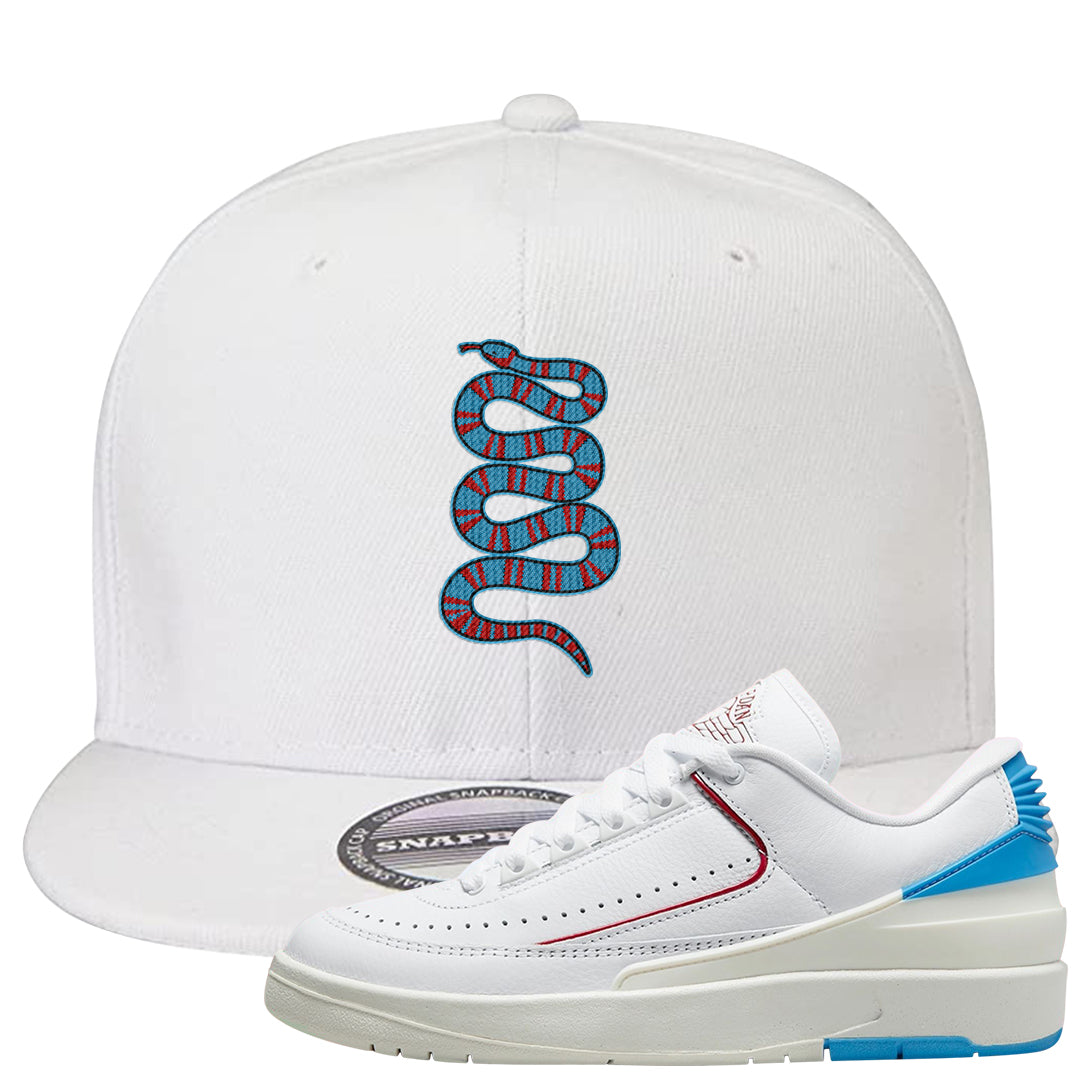 UNC to Chi Low 2s Snapback Hat | Coiled Snake, White