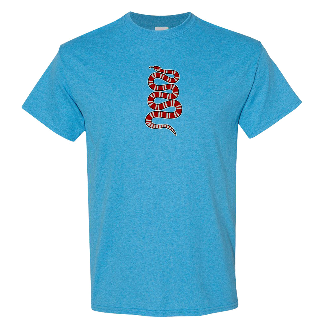 UNC to Chi Low 2s T Shirt | Coiled Snake, Heather Sapphire