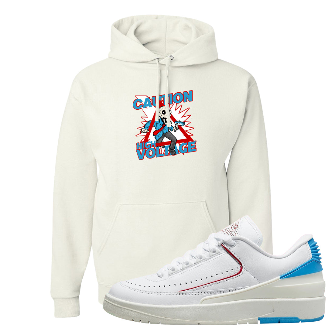 UNC to Chi Low 2s Hoodie | Caution High Voltage, White