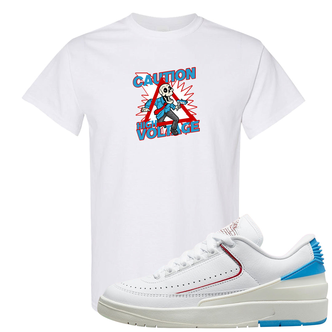 UNC to Chi Low 2s T Shirt | Caution High Voltage, White