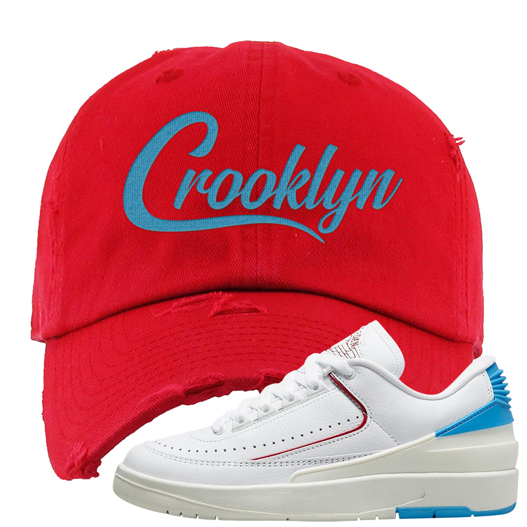 UNC to Chi Low 2s Distressed Dad Hat | Crooklyn, Red