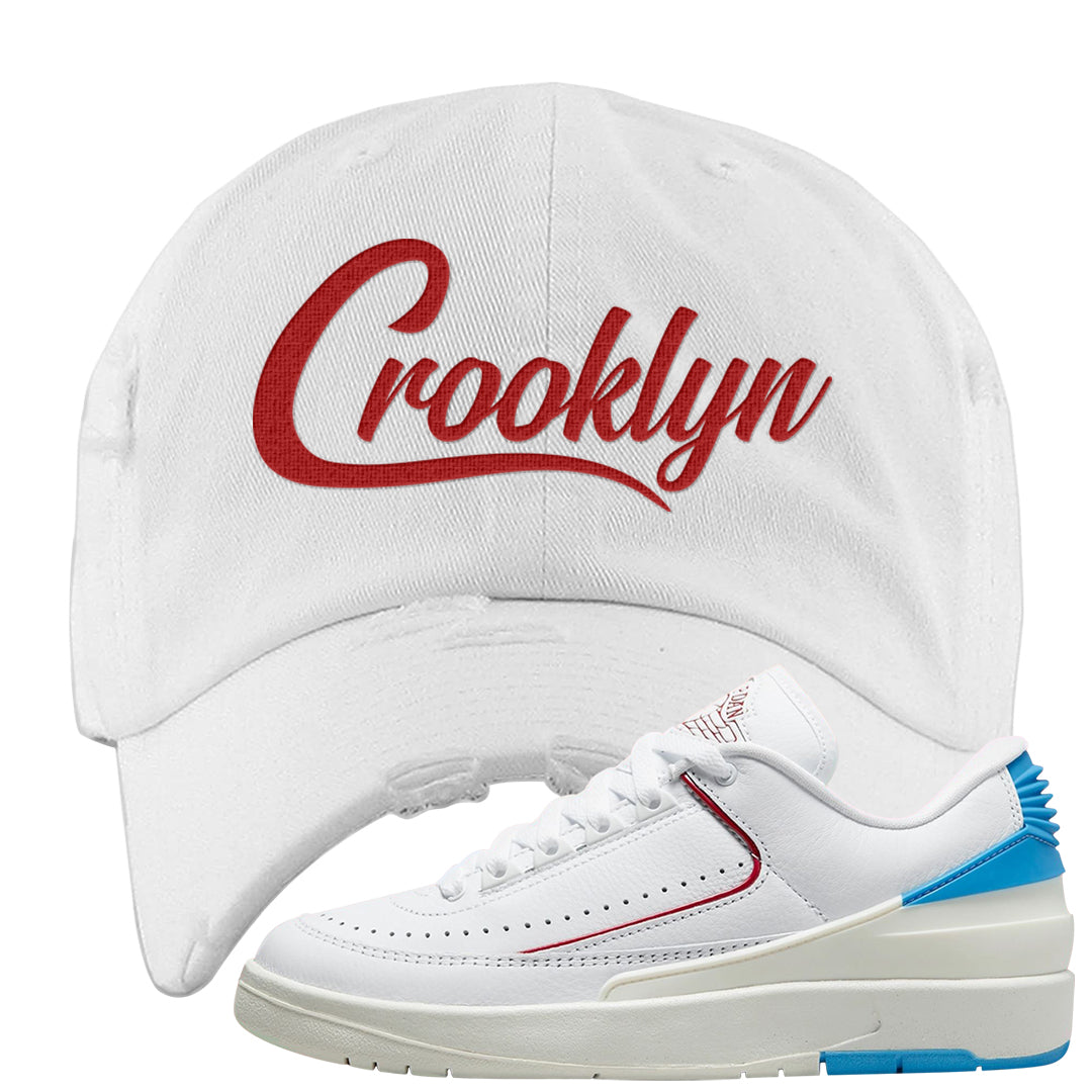 UNC to Chi Low 2s Distressed Dad Hat | Crooklyn, White