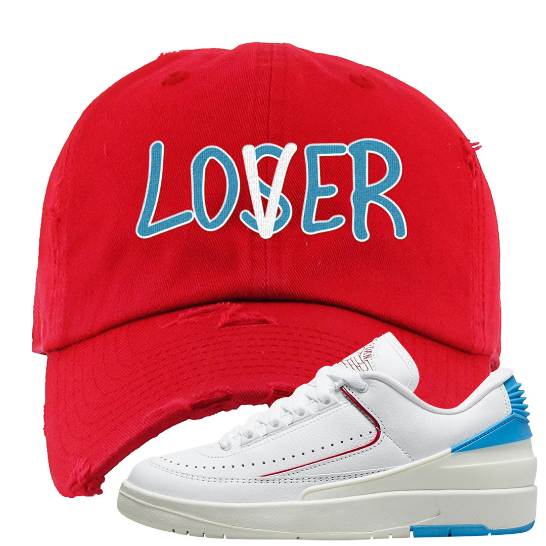 UNC to Chi Low 2s Distressed Dad Hat | Lover, Red