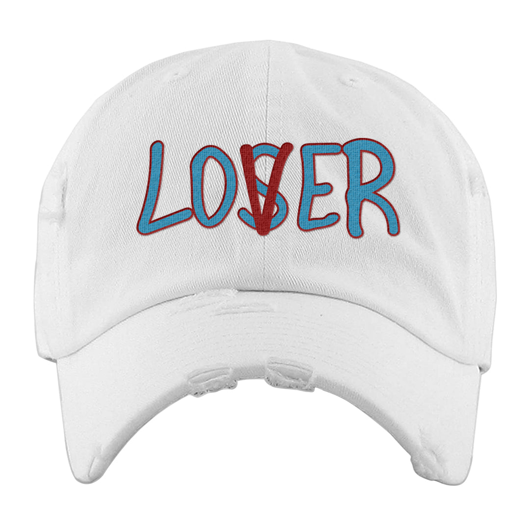UNC to Chi Low 2s Distressed Dad Hat | Lover, White