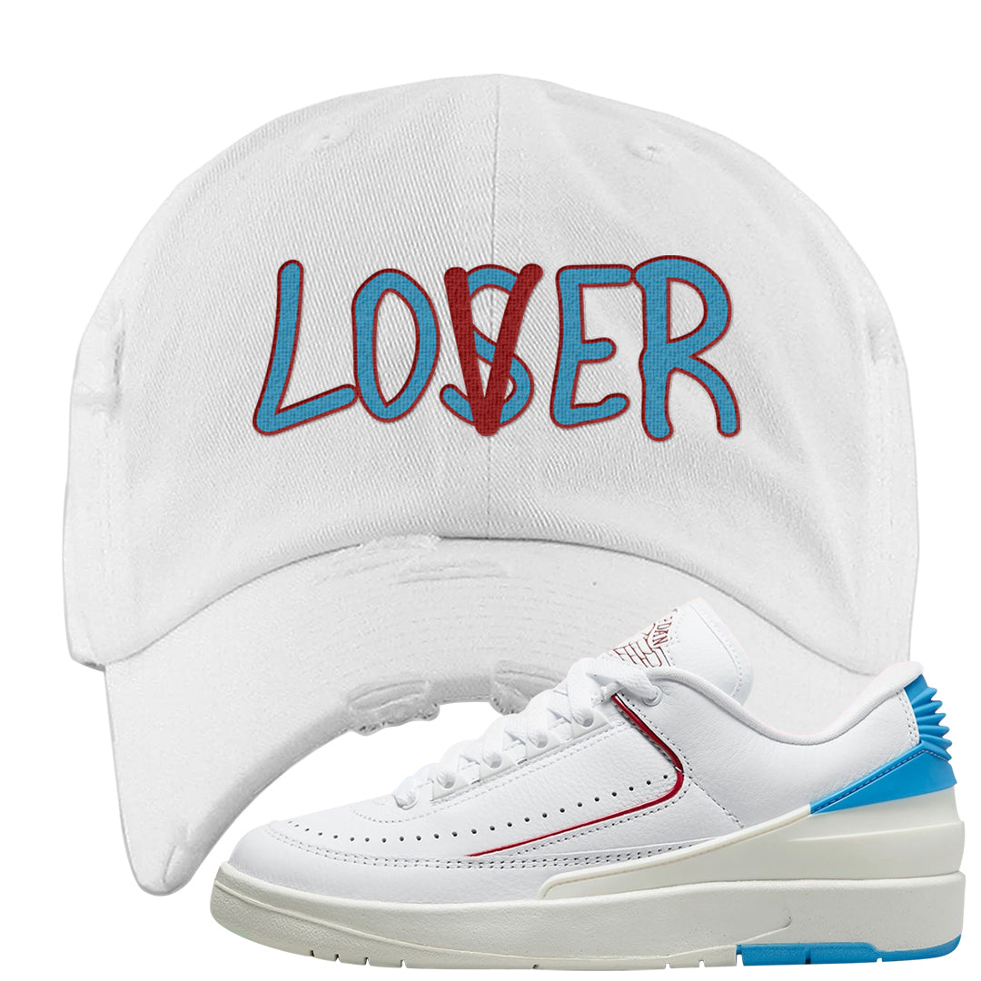 UNC to Chi Low 2s Distressed Dad Hat | Lover, White