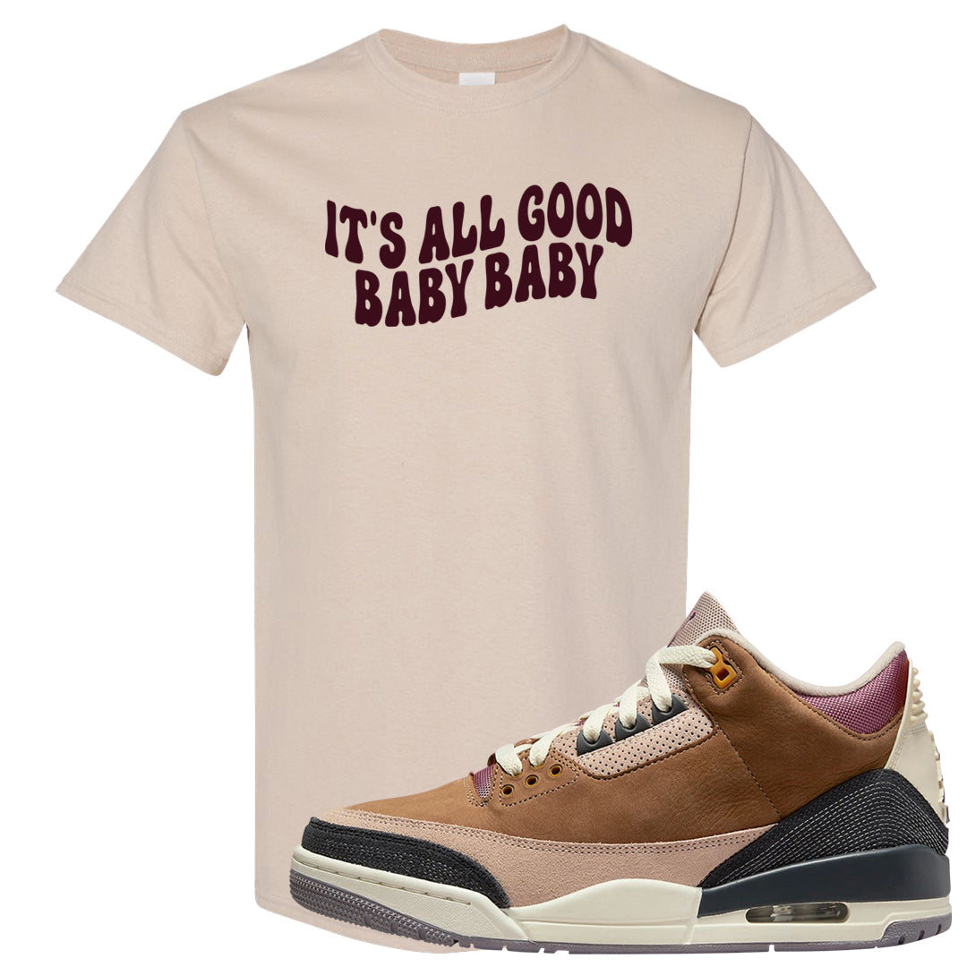 Archaeo Brown 3s T Shirt | All Good Baby, Sand