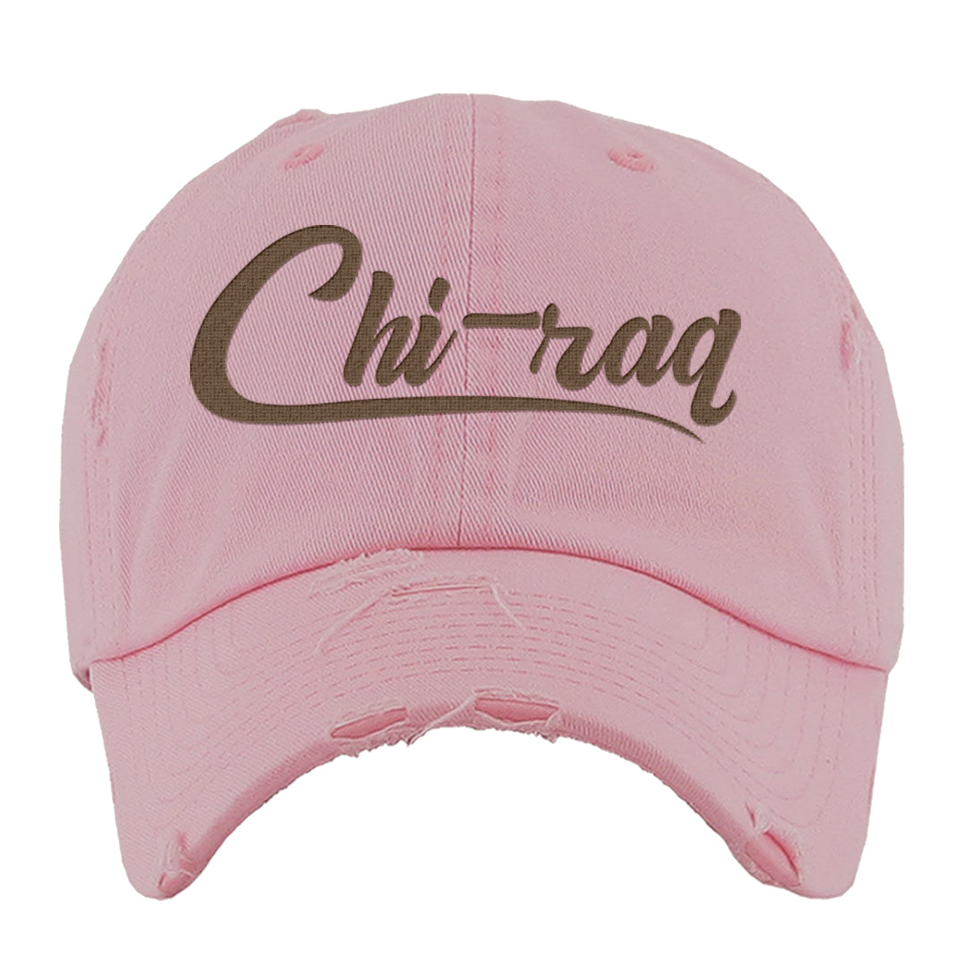 Archaeo Brown 3s Distressed Dad Hat | Chiraq, Light Pink