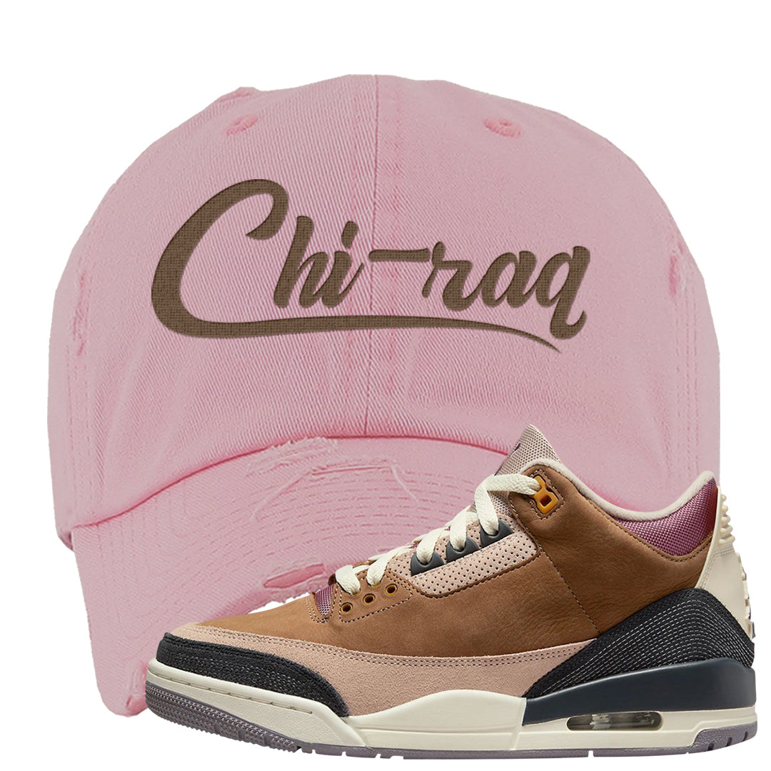 Archaeo Brown 3s Distressed Dad Hat | Chiraq, Light Pink
