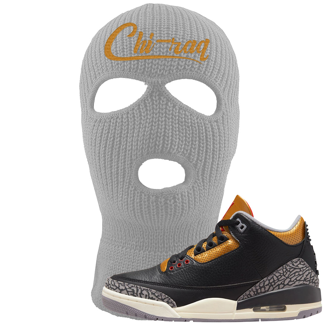 Black Cement Gold 3s Ski Mask | Chiraq, Light Gray