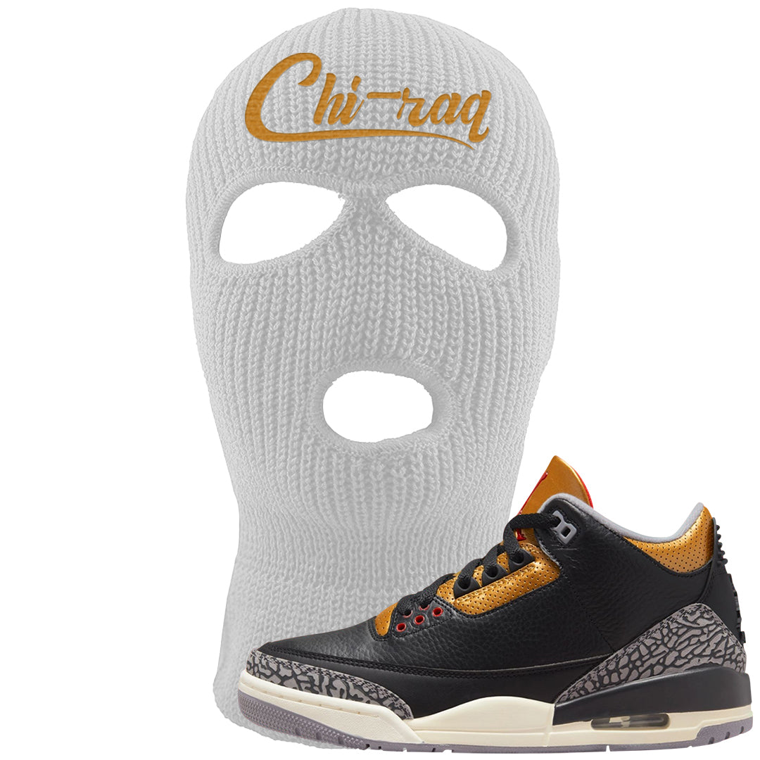 Black Cement Gold 3s Ski Mask | Chiraq, White