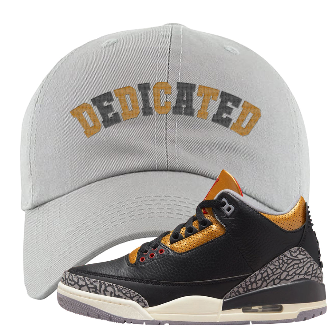 Black Cement Gold 3s Dad Hat | Dedicated, Light Gray