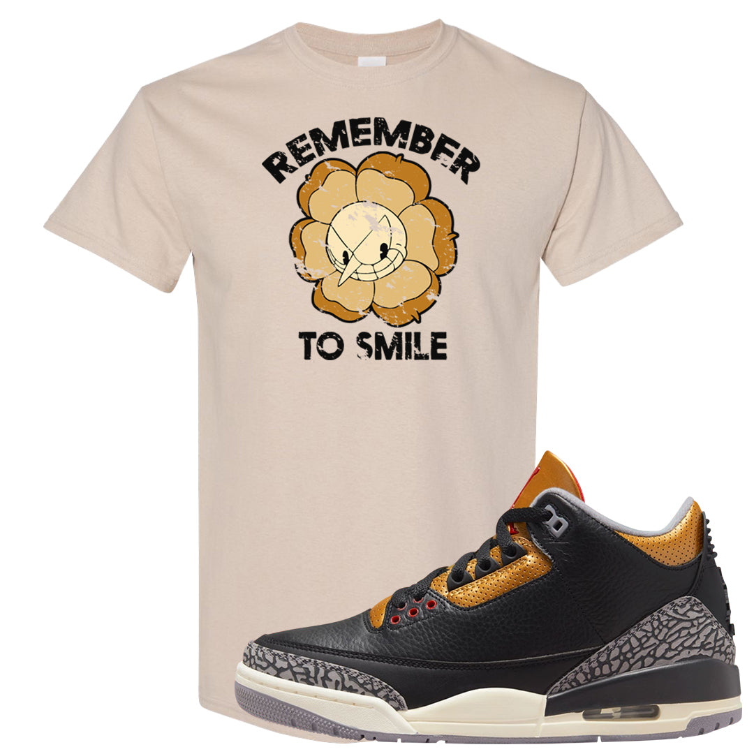 Black Cement Gold 3s T Shirt | Remember To Smile, Sand