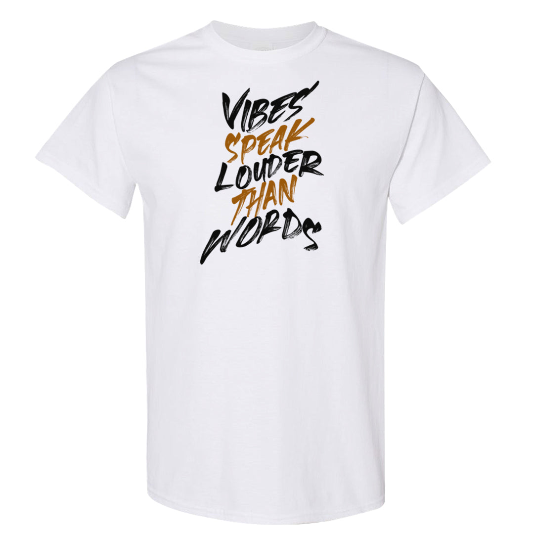 Black Cement Gold 3s T Shirt | Vibes Speak Louder Than Words, White